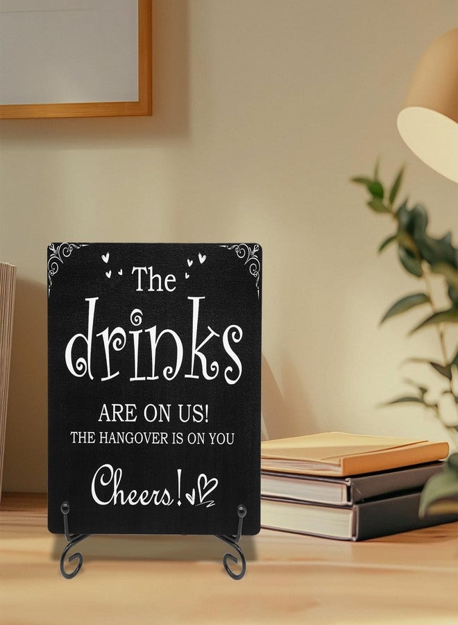 CYUXING Bar Sign Bar Table Decoration, The Drinks Are on Us! Cheers! Gifts for Colleagues, Bosses and Besties, Pubs Decorations Desk Table Accessories for Bridal Shower Wedding Shower Home Set - Image 5